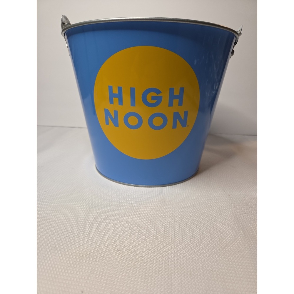 High Noon Sun Sips Galvanized Metal Ice Bucket Blue/Yellow Beer Seltzer Party...